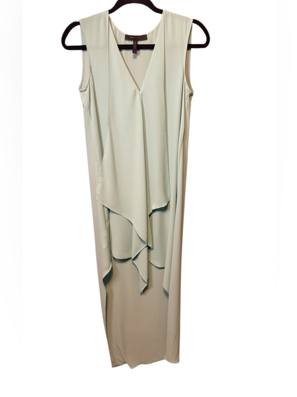 BCBGMAXAZRIA Tara Aqua High Low Ruffle Dress XS Wedding Guest Vacation Flowy - Picture 6 of 8